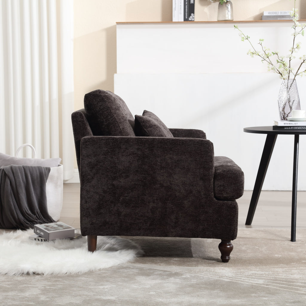 Tufted accent chair ergonomic backrest detail