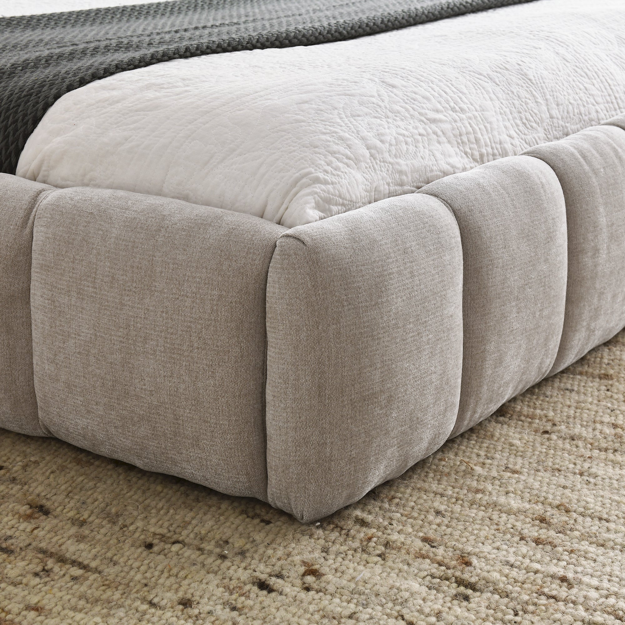 Modern queen bed chenille upholstery texture