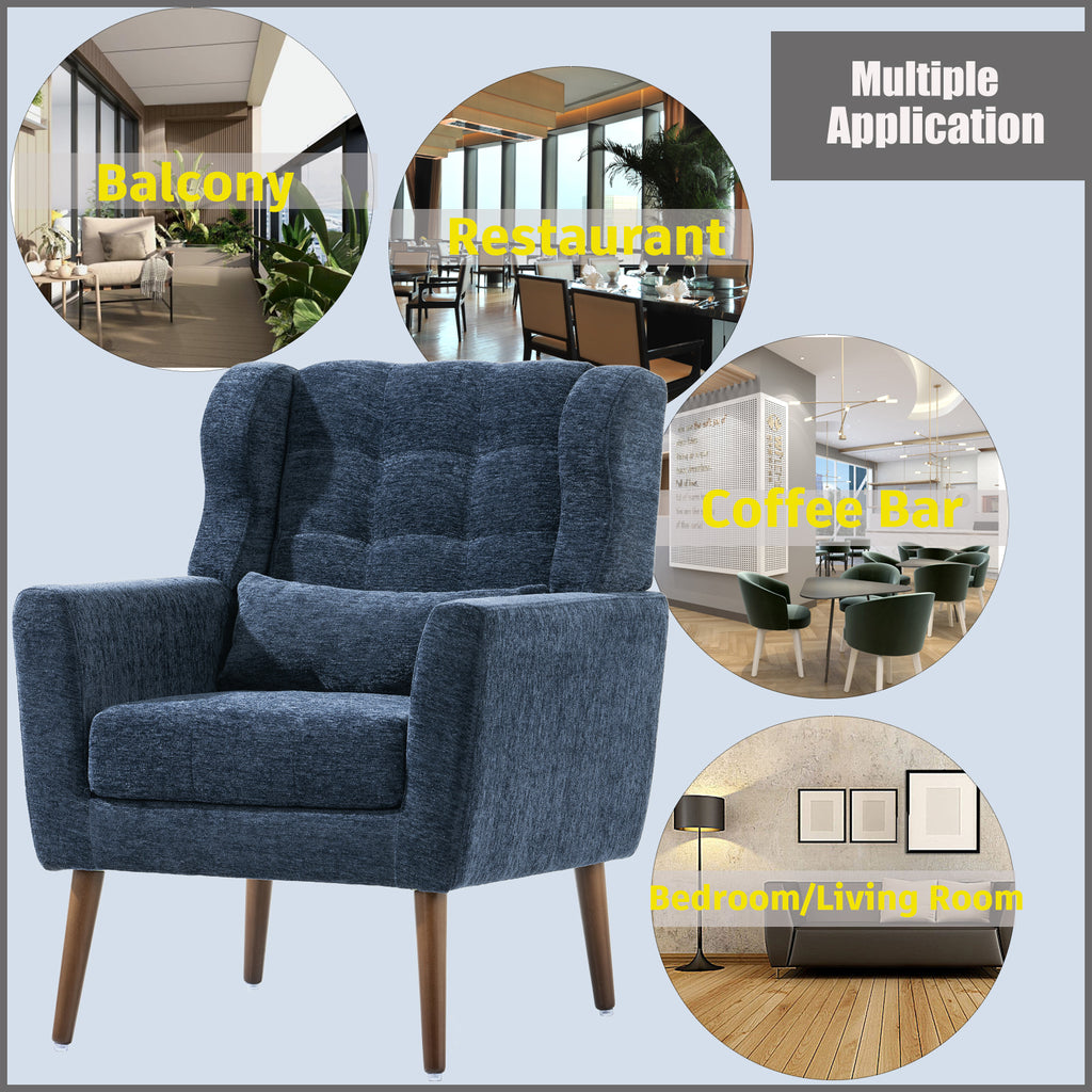 Lumbar pillow detail on accent chair