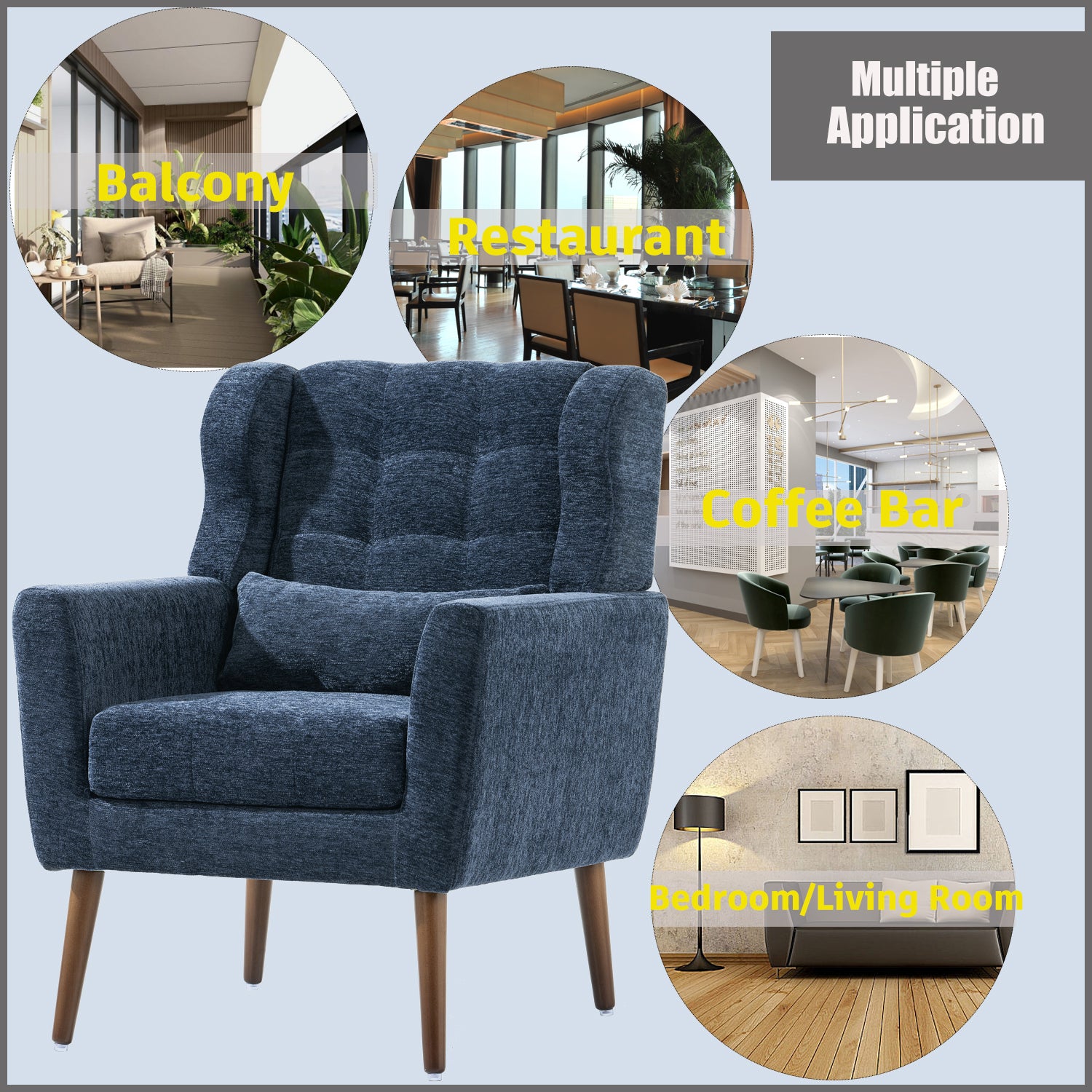 Lumbar pillow detail on accent chair