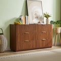 Walnut 6-drawer dresser with curved wave design — front view