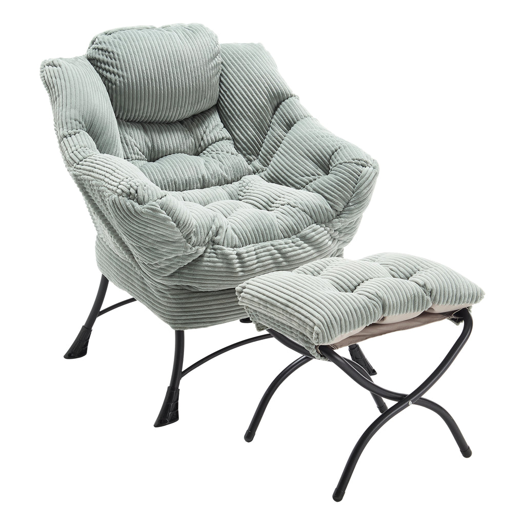 Light green accent chair and ottoman product photo