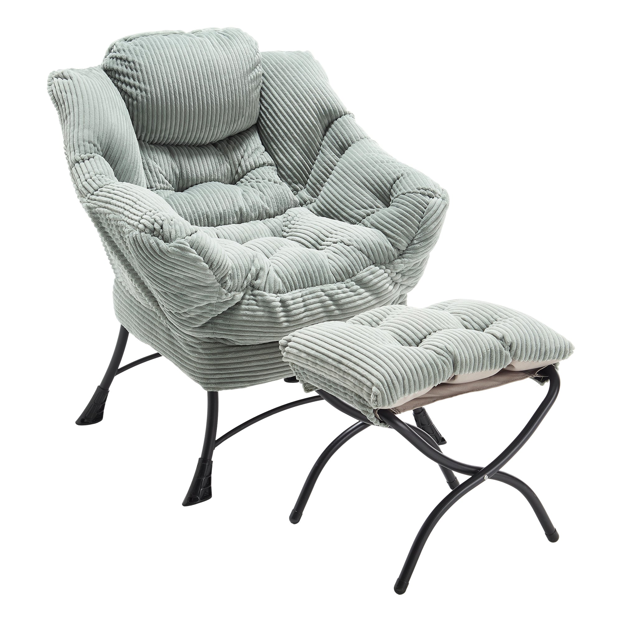 Light green accent chair and ottoman product photo