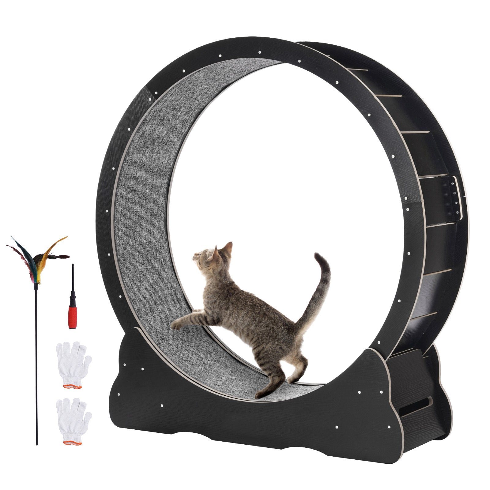 43.3" Large Cat Exercise Wheel — Silent Indoor Treadmill for Cats