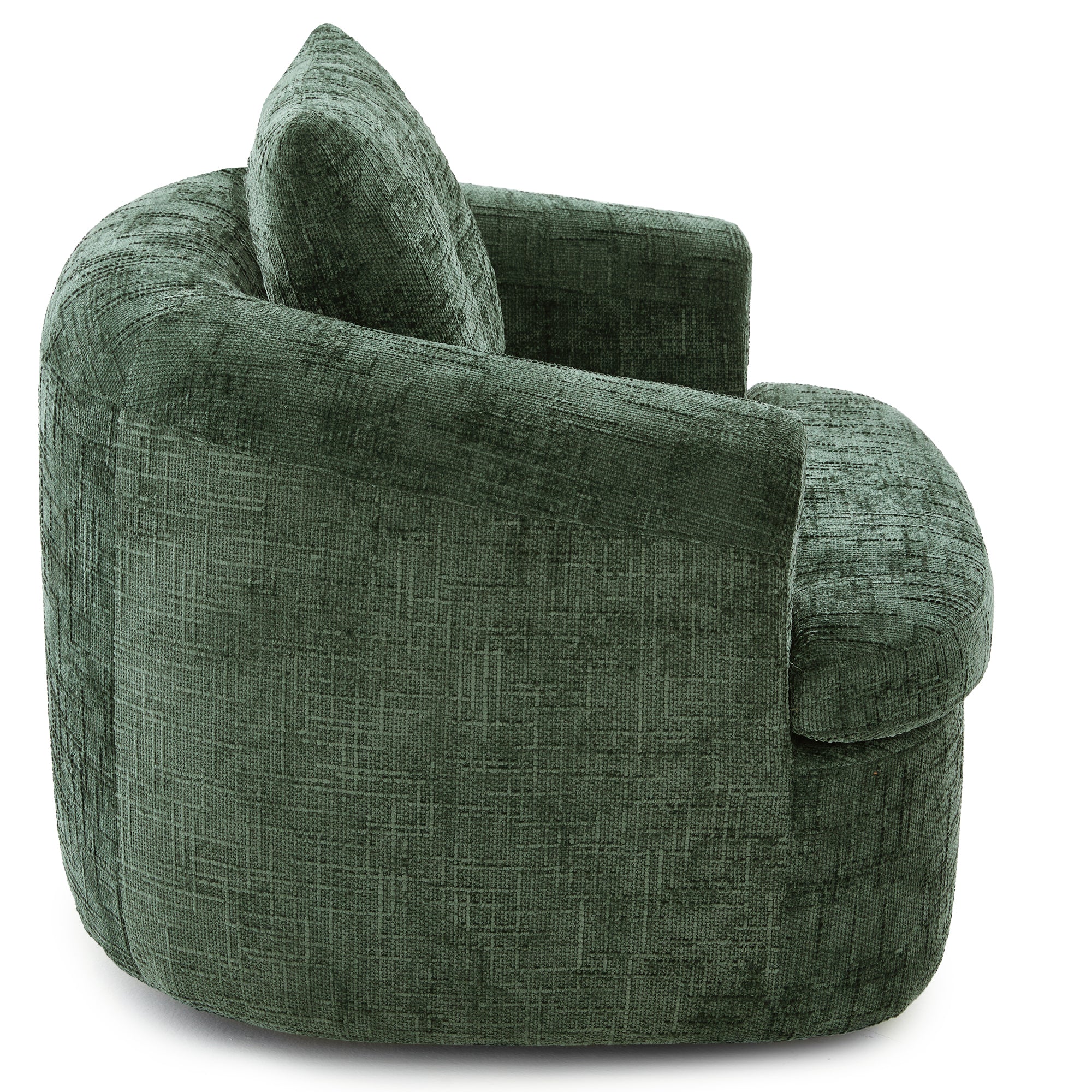 Green chenille accent chair compact round silhouette