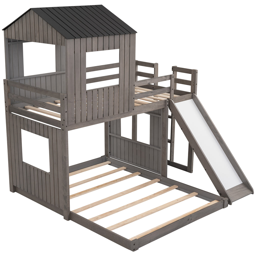 Bunk bed playhouse side profile