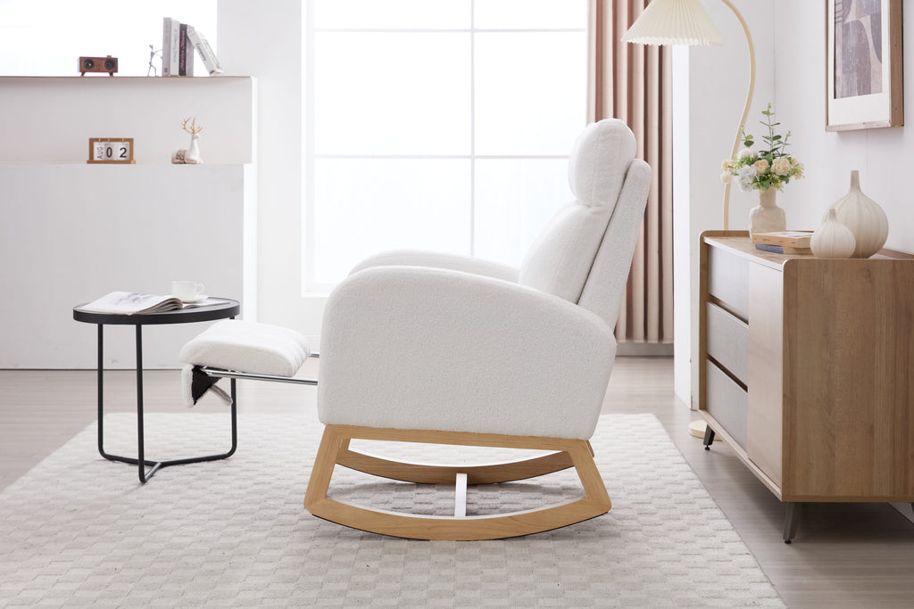 Teddy fabric rocking chair seat cushion detail
