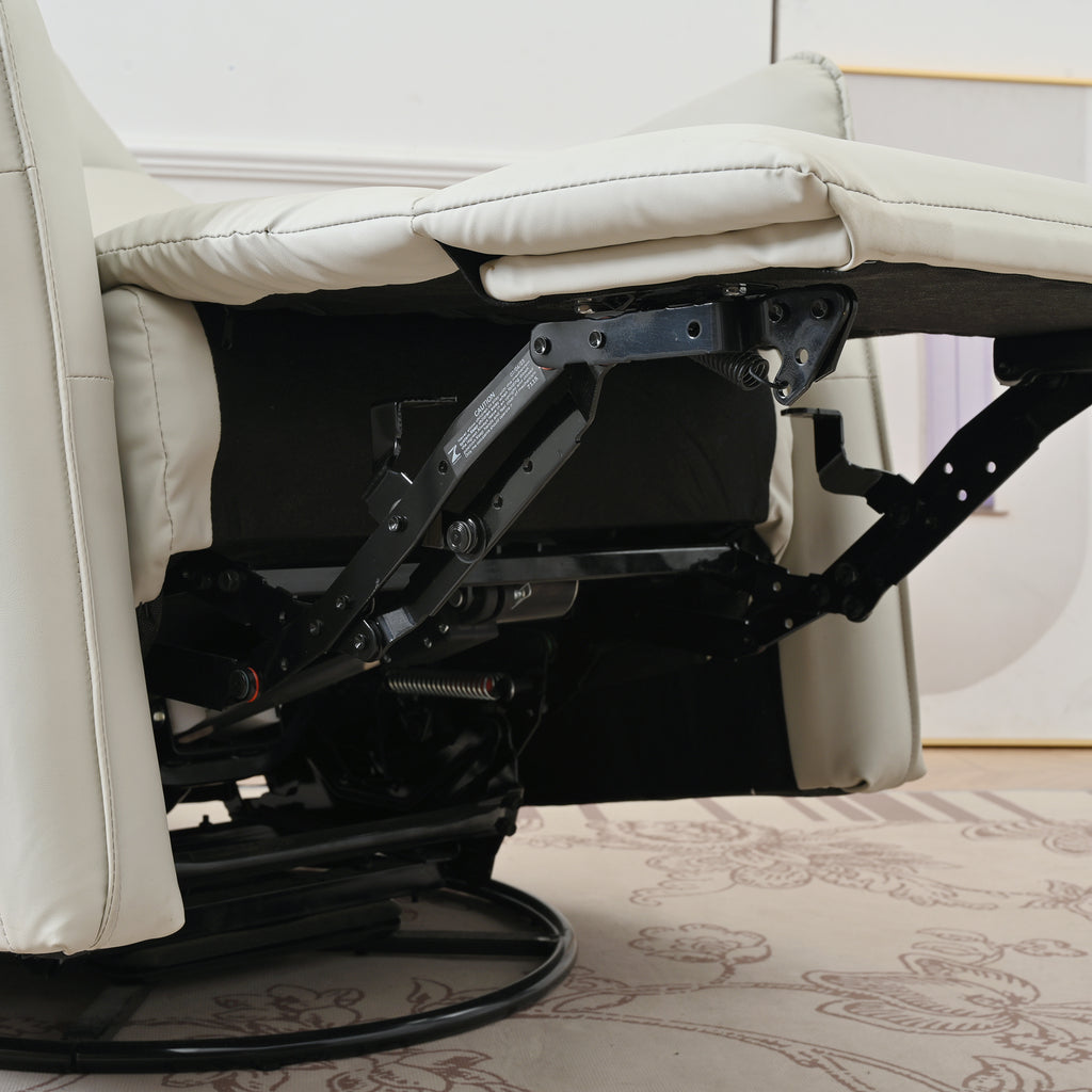 Overstuffed PU leather recliner seat cushion detail