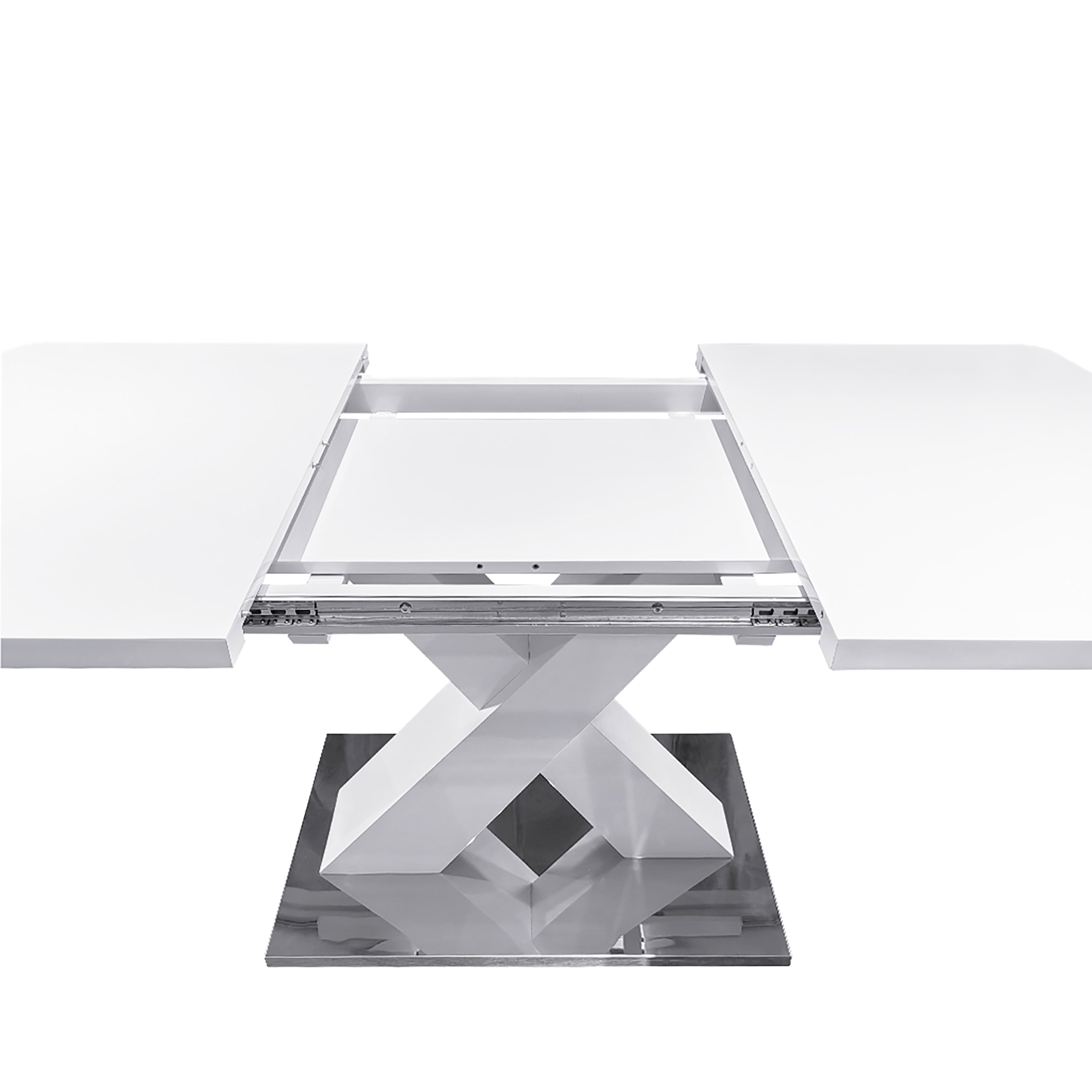 Dining table white finish and clean lines close-up