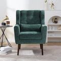 Blackish green chenille accent chair with waist pillow — front view