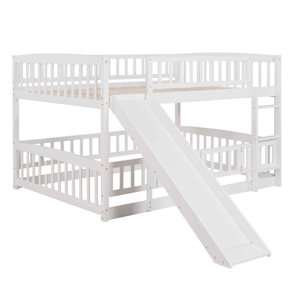 Bunk bed with slide fence and ladder full overview