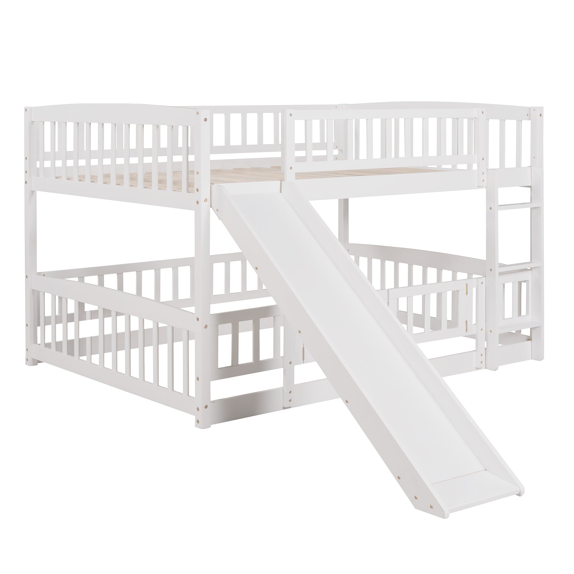 Bunk bed with slide fence and ladder full overview