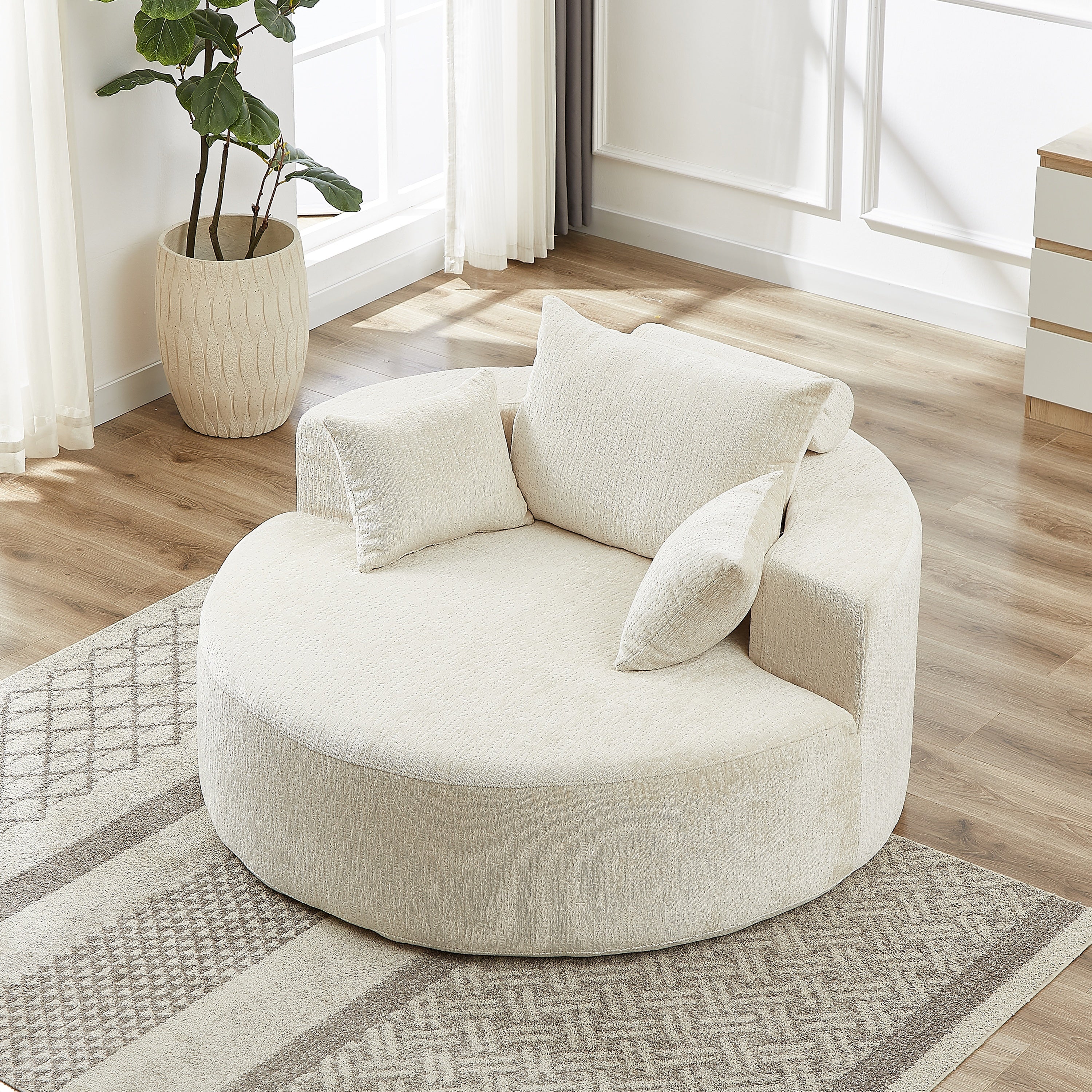 Spring-filled foam chair seating area detail