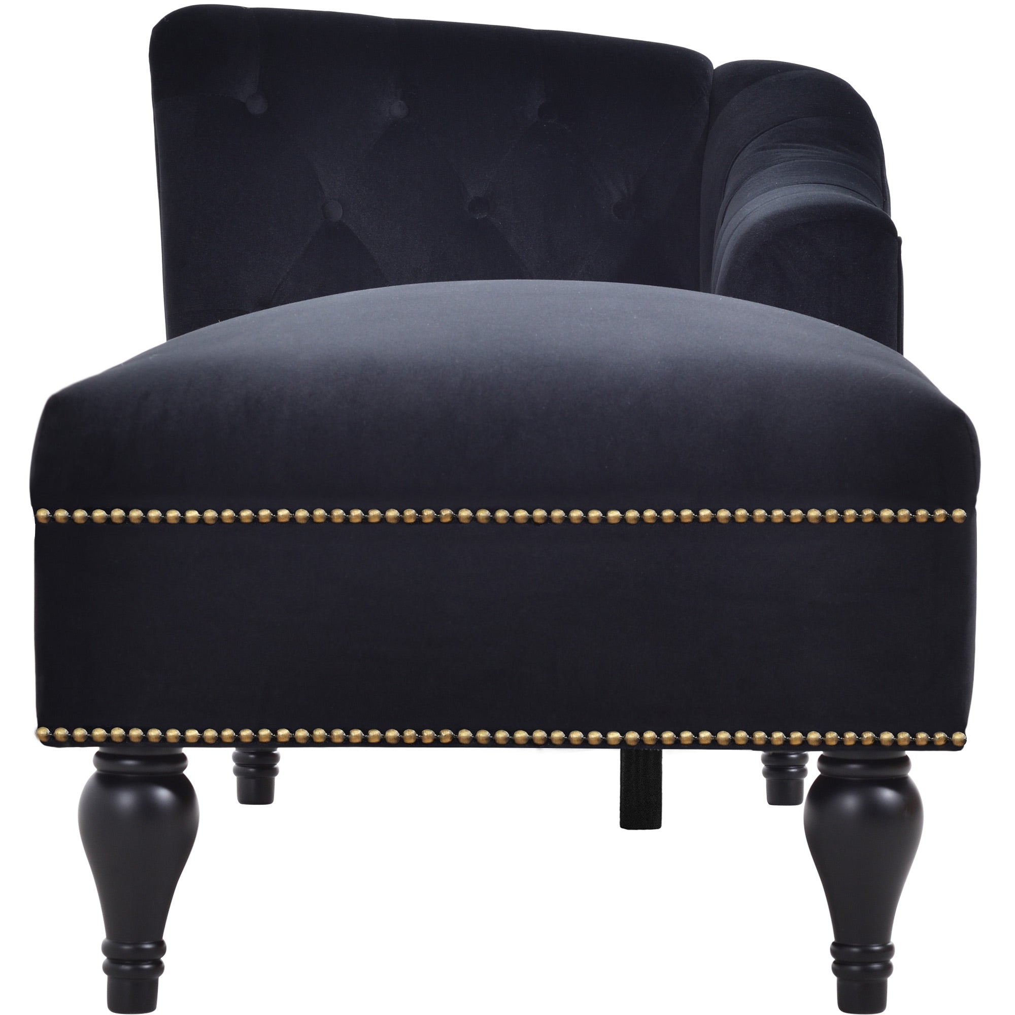 Elegant black velvet chaise lounge lifestyle view