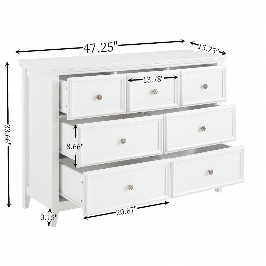 White chest of drawers assembly pre-drilled parts