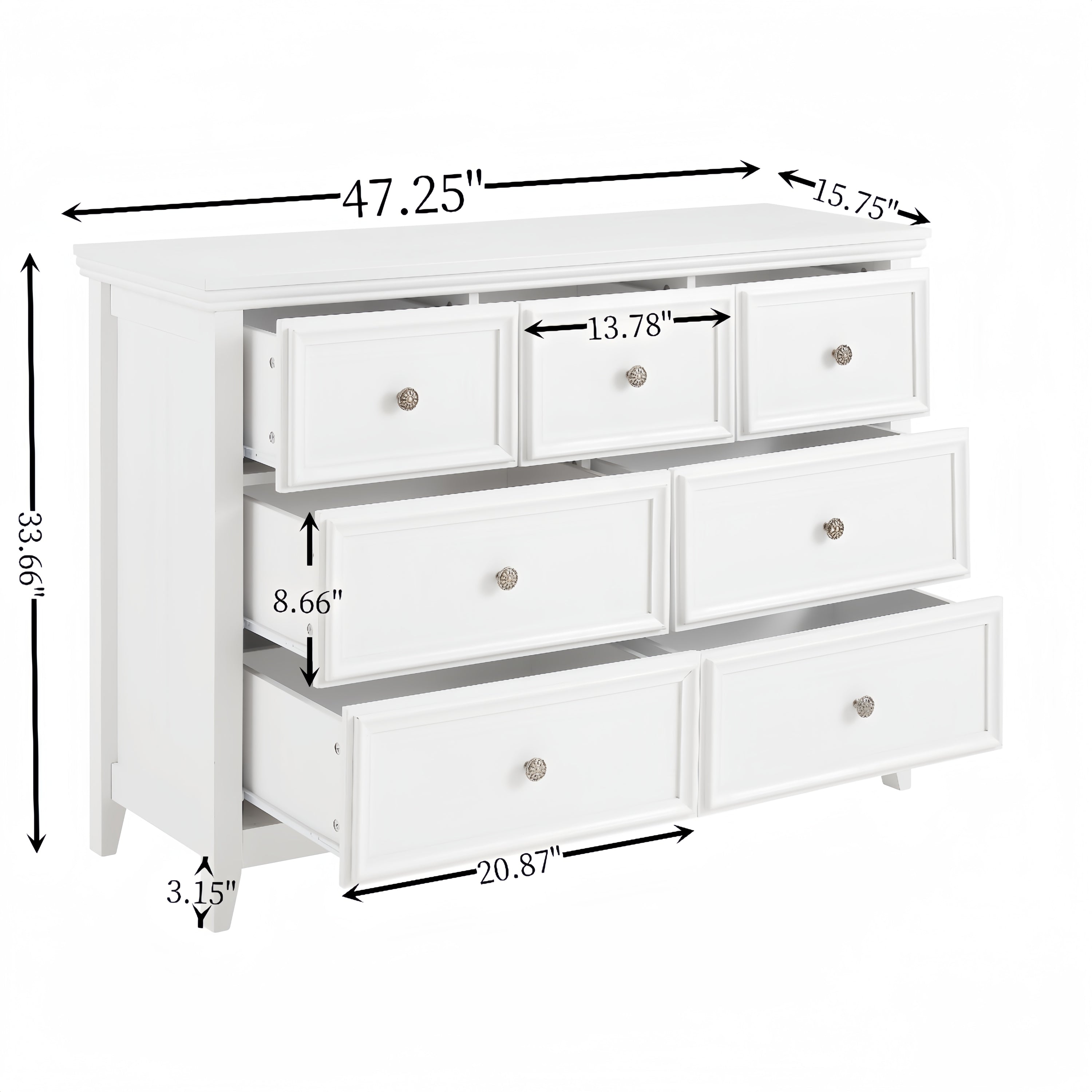 White chest of drawers assembly pre-drilled parts