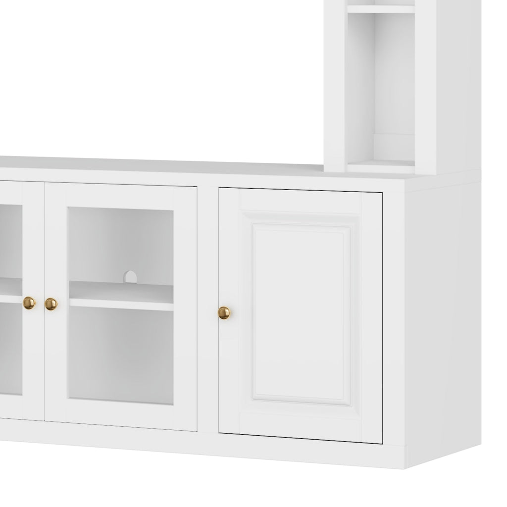 92" Entertainment Center Wall Unit with Glass Doors — for TVs Up to 80"