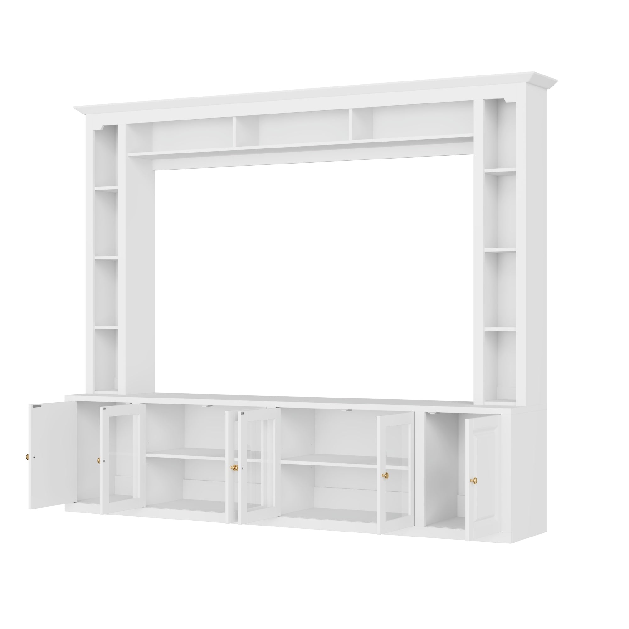 92" Entertainment Center Wall Unit with Glass Doors — for TVs Up to 80"