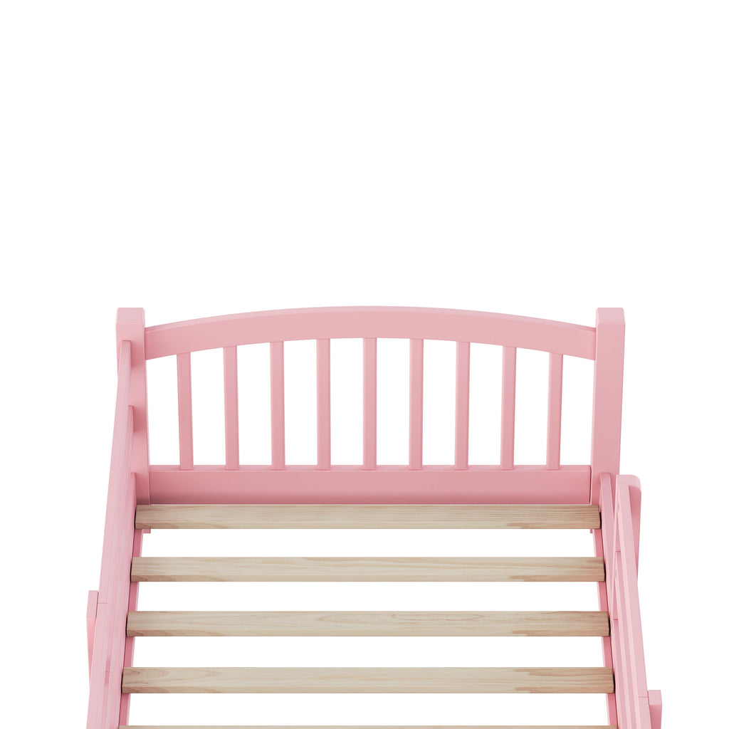 Twin Montessori Floor Bed with Slats and Safety Guardrails, Solid Wood Floor Bed with Fence and Without Door, Easy Assemble Montessori Bed for Girls and Boys, Gray