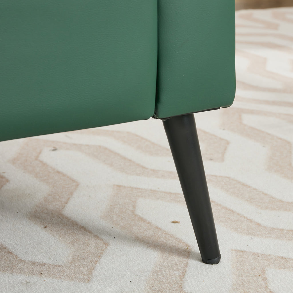 Green faux leather lounge chairs lifestyle view