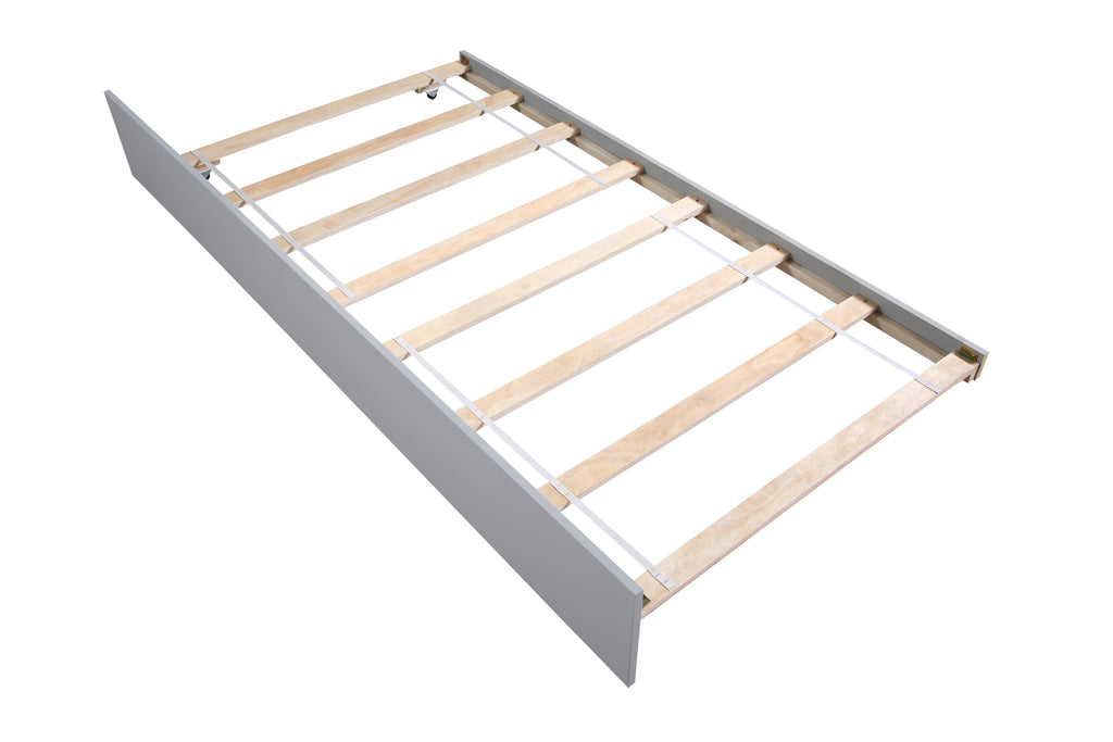 Trundle caster wheels and under-bed storage detail