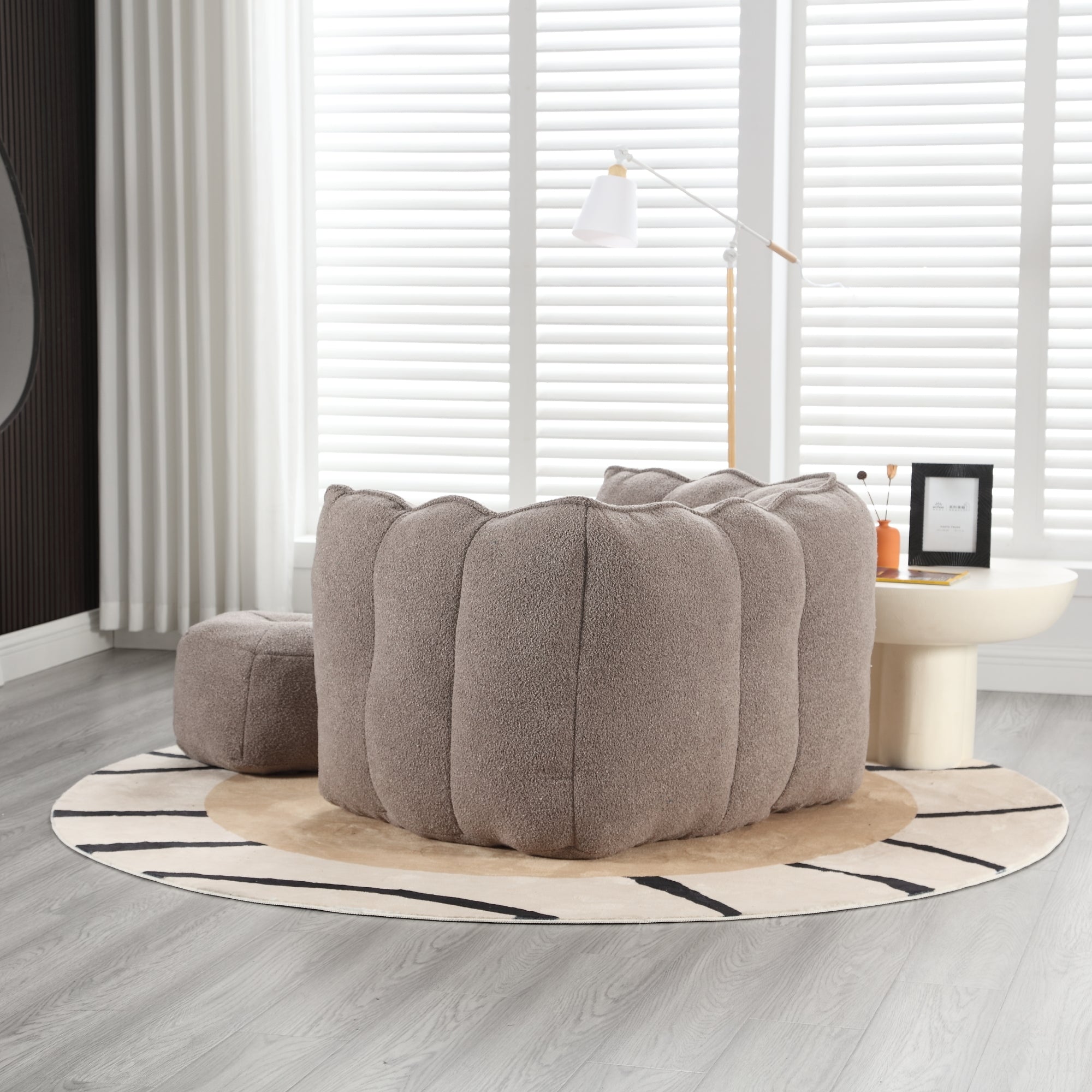 High-resilience foam bean bag chair — top view