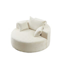 Beige chenille fluffy single seat chair — front view