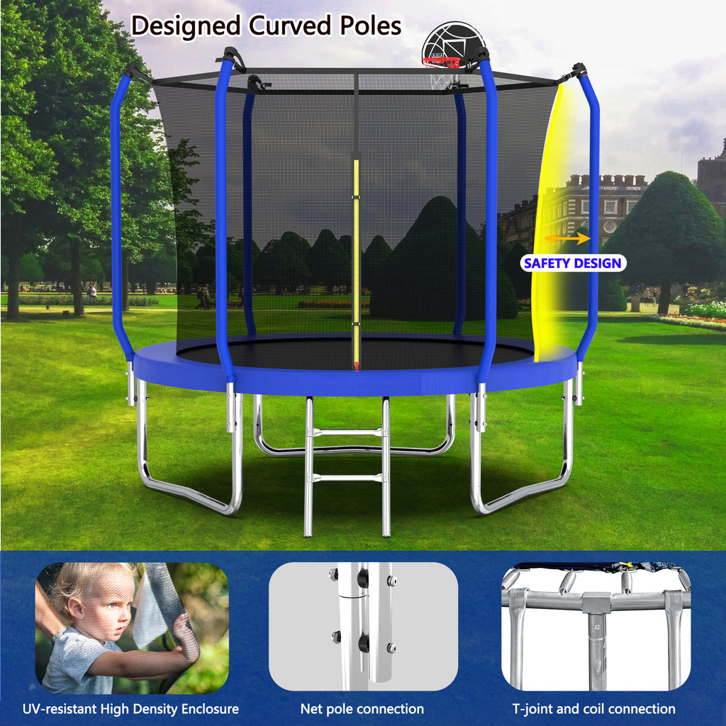 Blue 8-foot trampoline backyard product photo