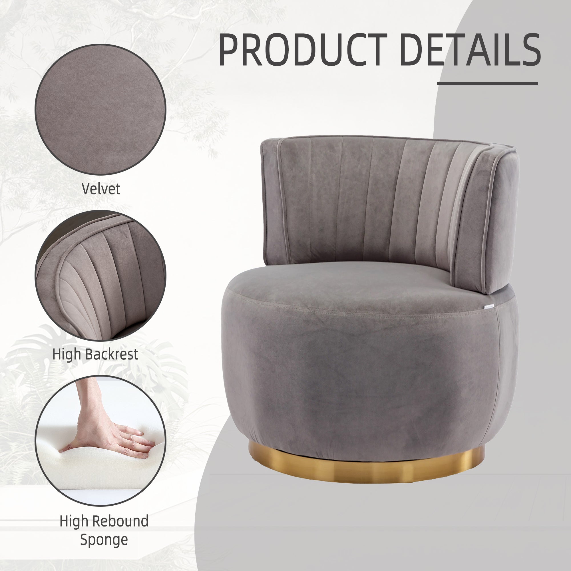 Gray barrel chair in living room setting
