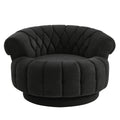 Black 360° Swivel Accent Chair with Chenille Upholstery, Round Club Chair for Living Room and Bedroom, 45.9'L x 42.7'W x 27.8'H