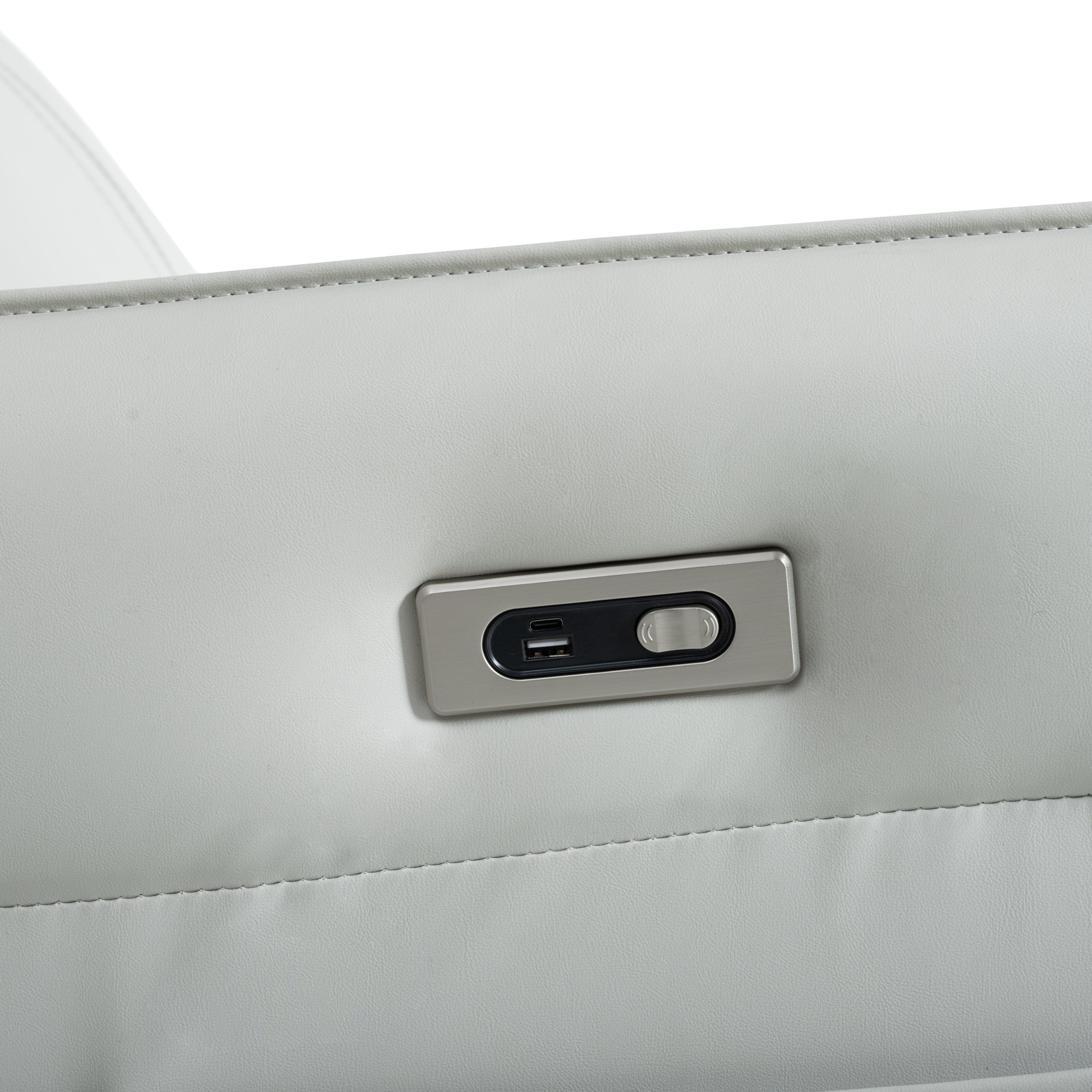 Light gray power swivel rocker recliner — product photo