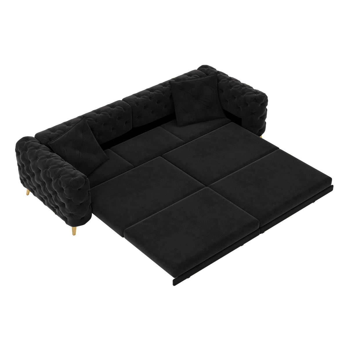 97.7' 3-in-1 Convertible Sleeper Sofa, 28.4' Deep Seat Pull Out Sofa Bed,Button Tufted Modern Sofa, 4-Seater Couch with Movable Ottoman for Apartment, Office, Bedroom,Beige/White