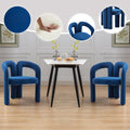 Navy velvet barrel accent chair set of two — front view