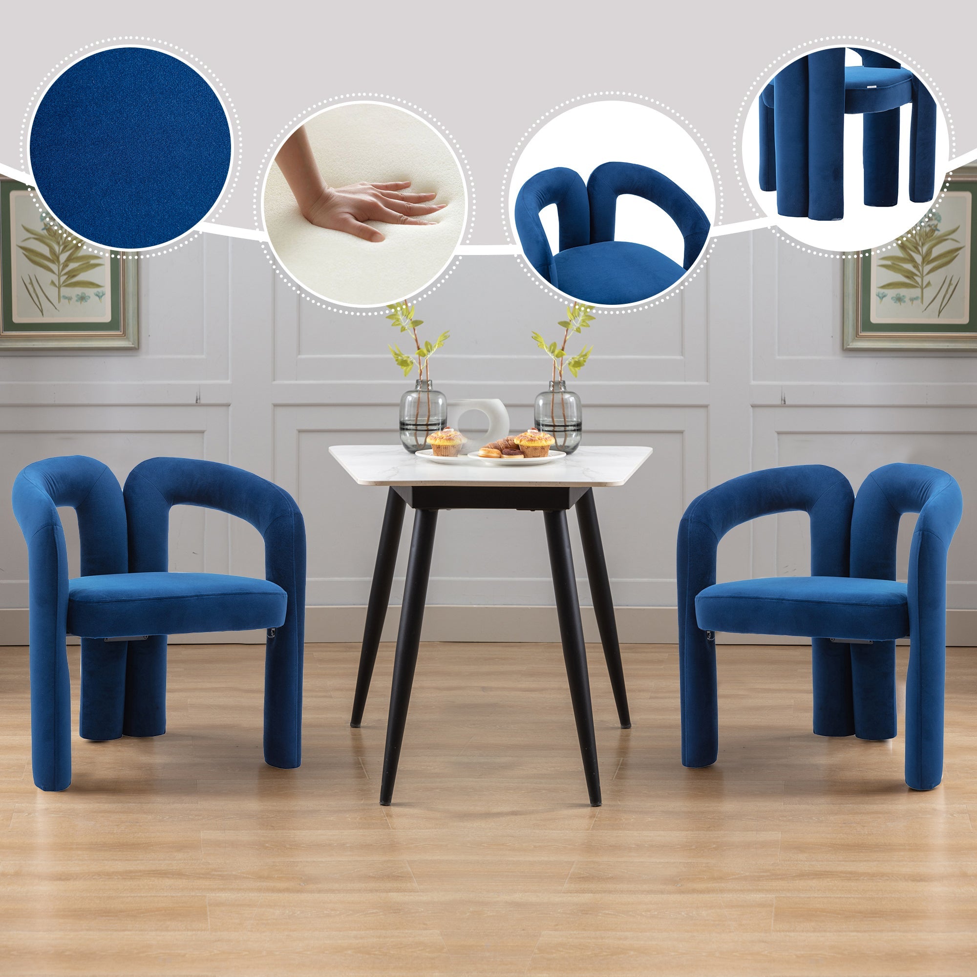 Velvet Barrel Accent Chair Set of 2 — Wood Legs