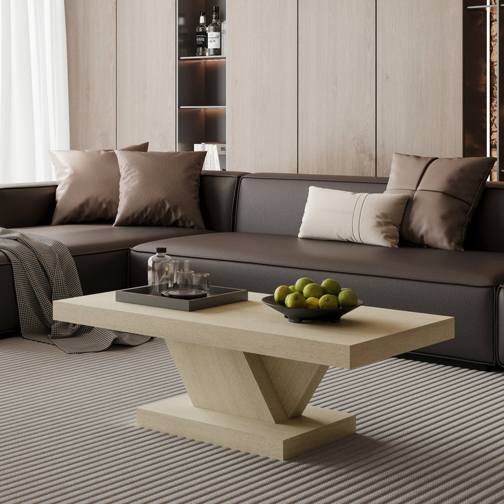 Oak wash cross leg coffee table 47 inch — front view