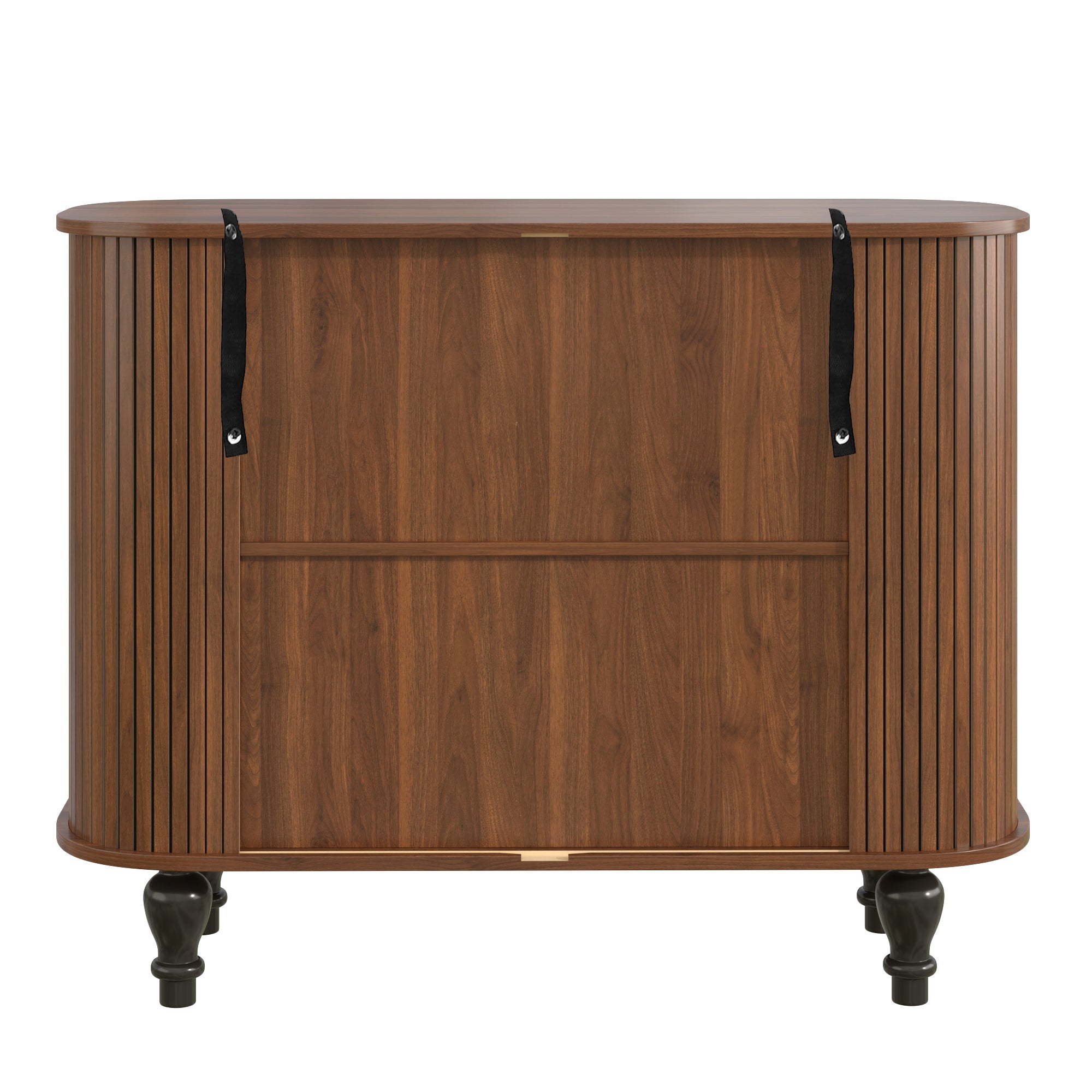 39' Fluted Liquor & Coffee Bar Cabinet with 6 Wine Racks and 3 Glass Holders, Mid-Century Modern Bar Cabinet with A Large Storage Drawer ,4 Hidden Storage Space on the Side , Black