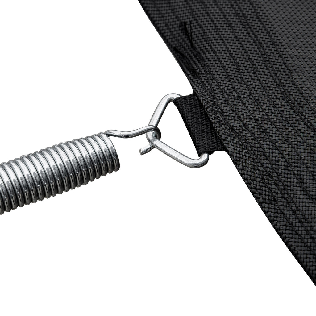 Blue trampoline steel ladder entry detail