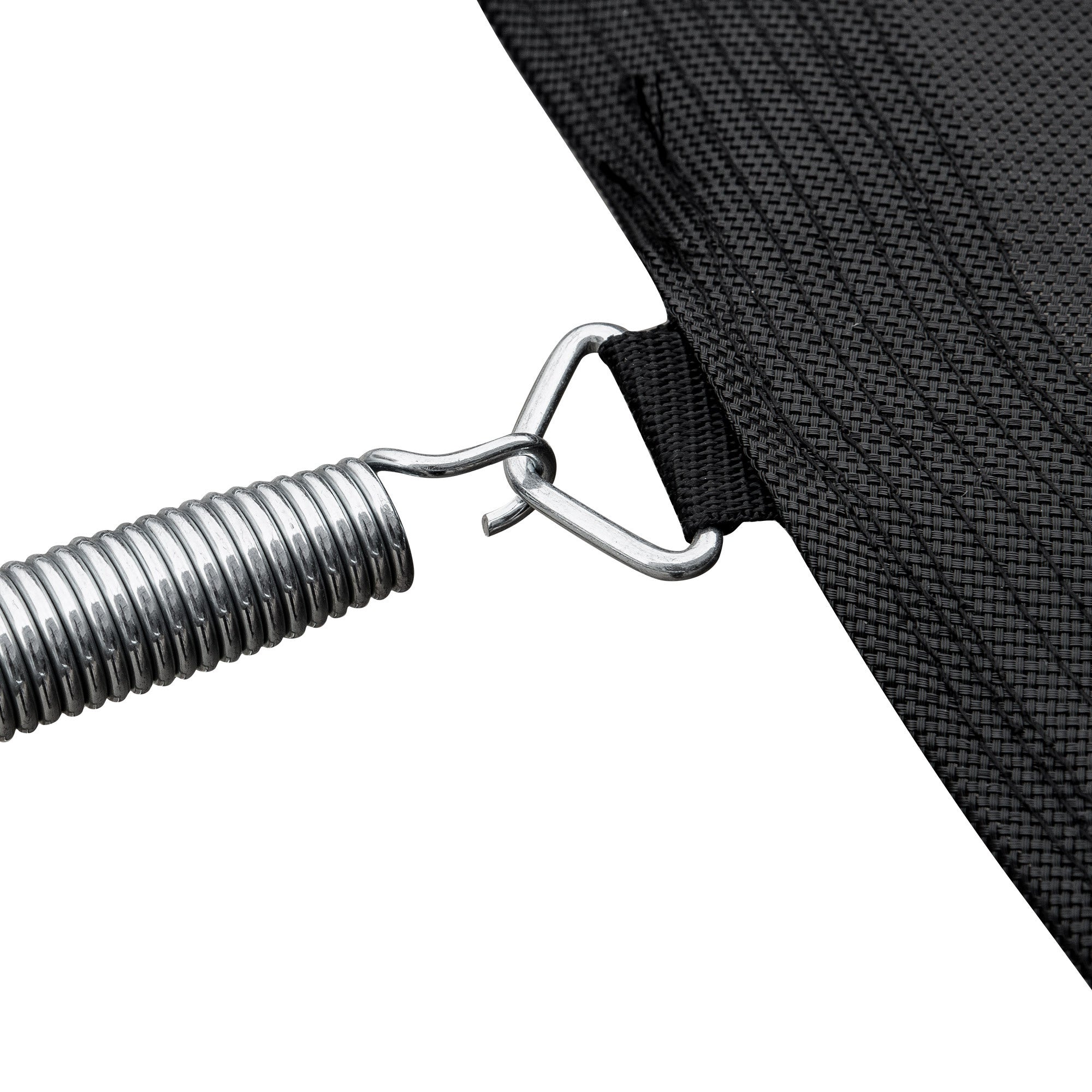 Blue trampoline steel ladder entry detail