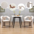 Beige velvet barrel accent chair set of two — front view