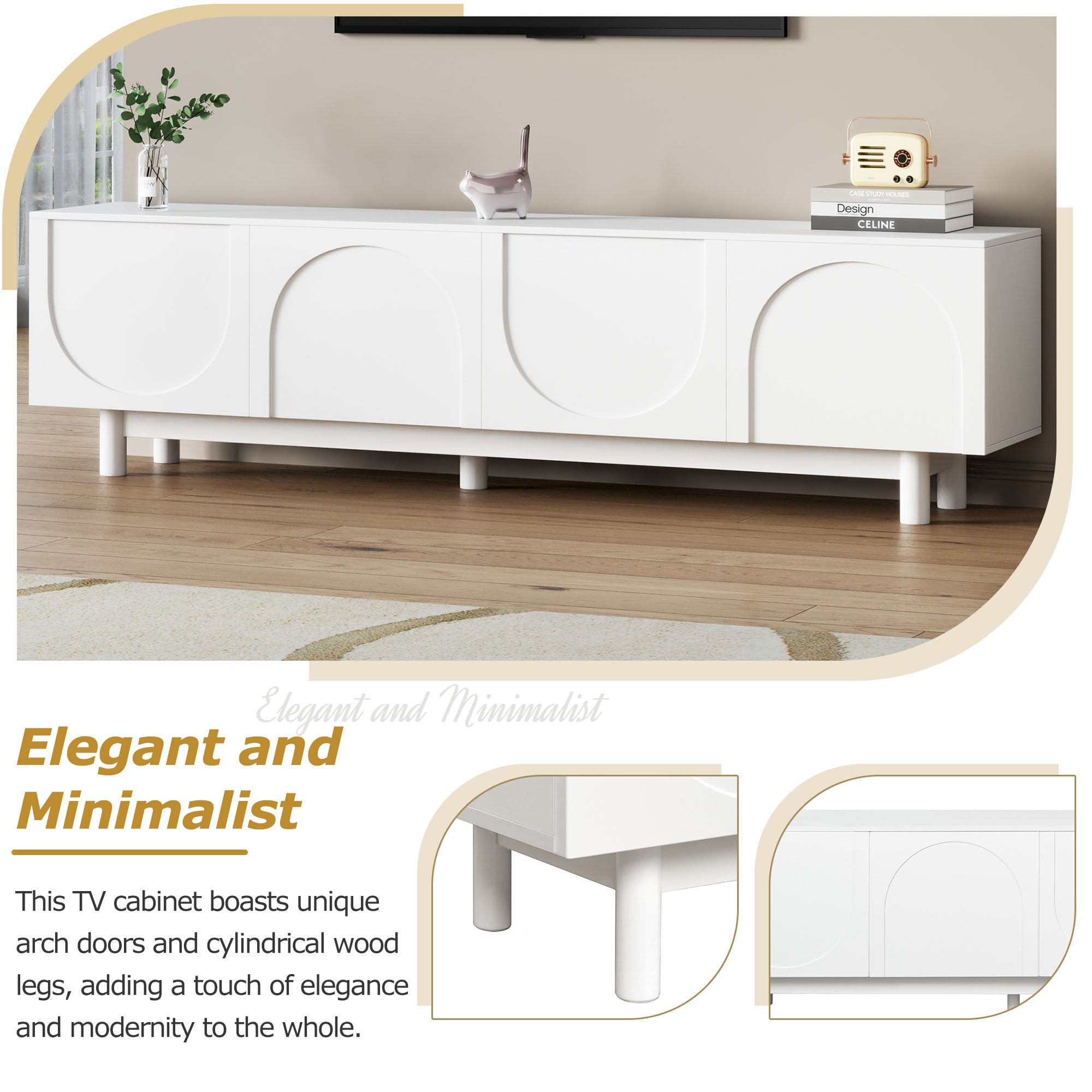 TV Stand with Arch Cabinets — for TVs Up to 78"