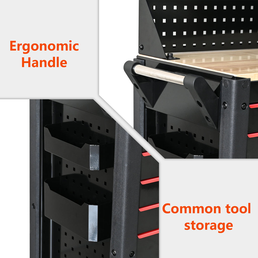 Garage tool storage cart mixed-size drawers full view