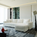 102.4 'Plush Corduroy 4-Seat Sofa,Modern Comfy Upholstered Sofa Cloud Couch,Deep Seat Couches with Soft Pillows and Movable Ottoman,Convertible Sofa Lounge Chair,Office,Beige(Old Sku W1885S00108