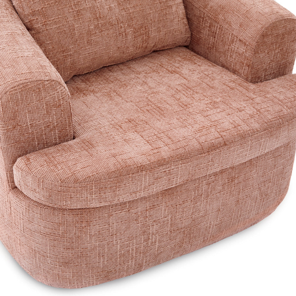 Chenille Swivel Barrel Chair — 360° Dual-Layer Cushion