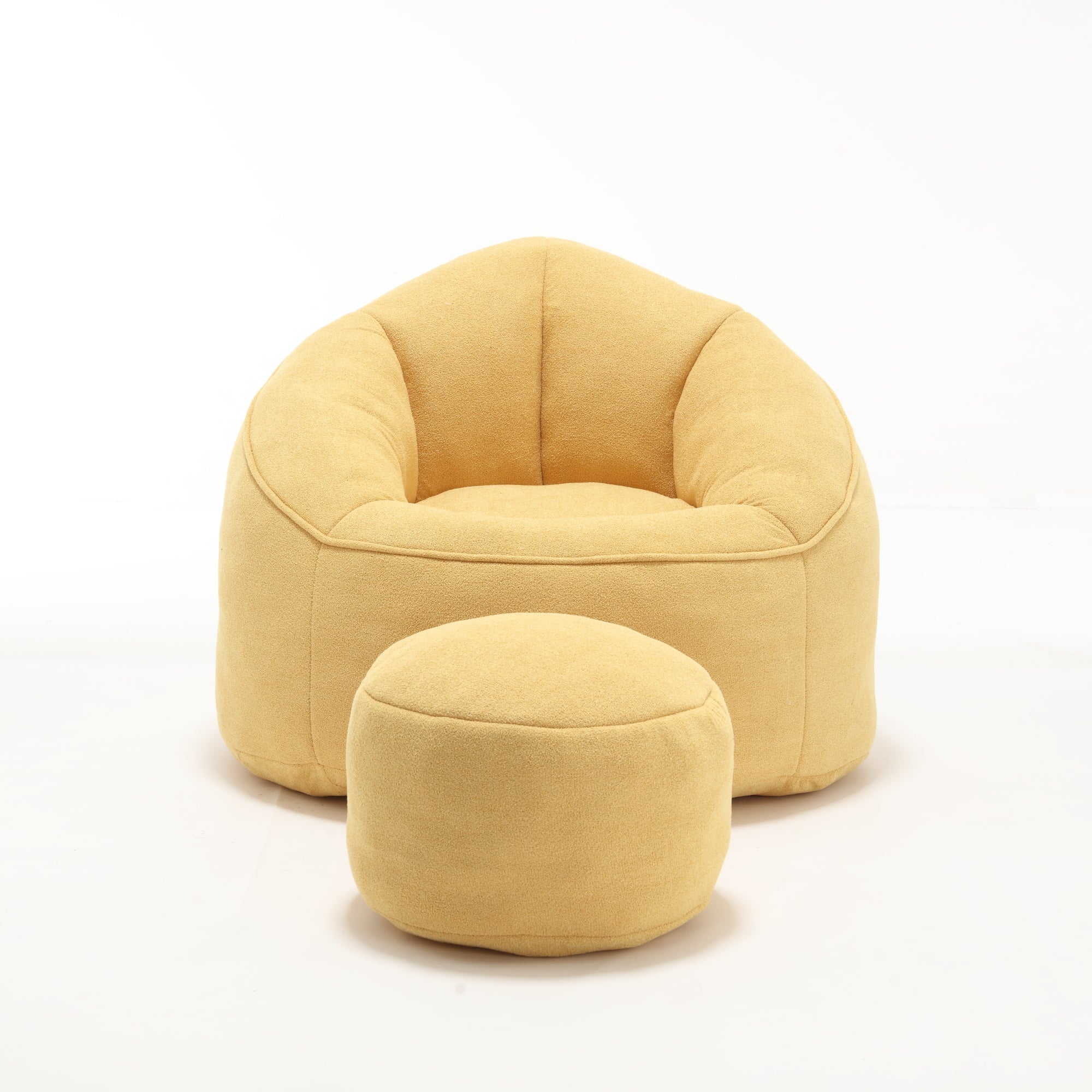 Yellow microfiber bean bag — room decor