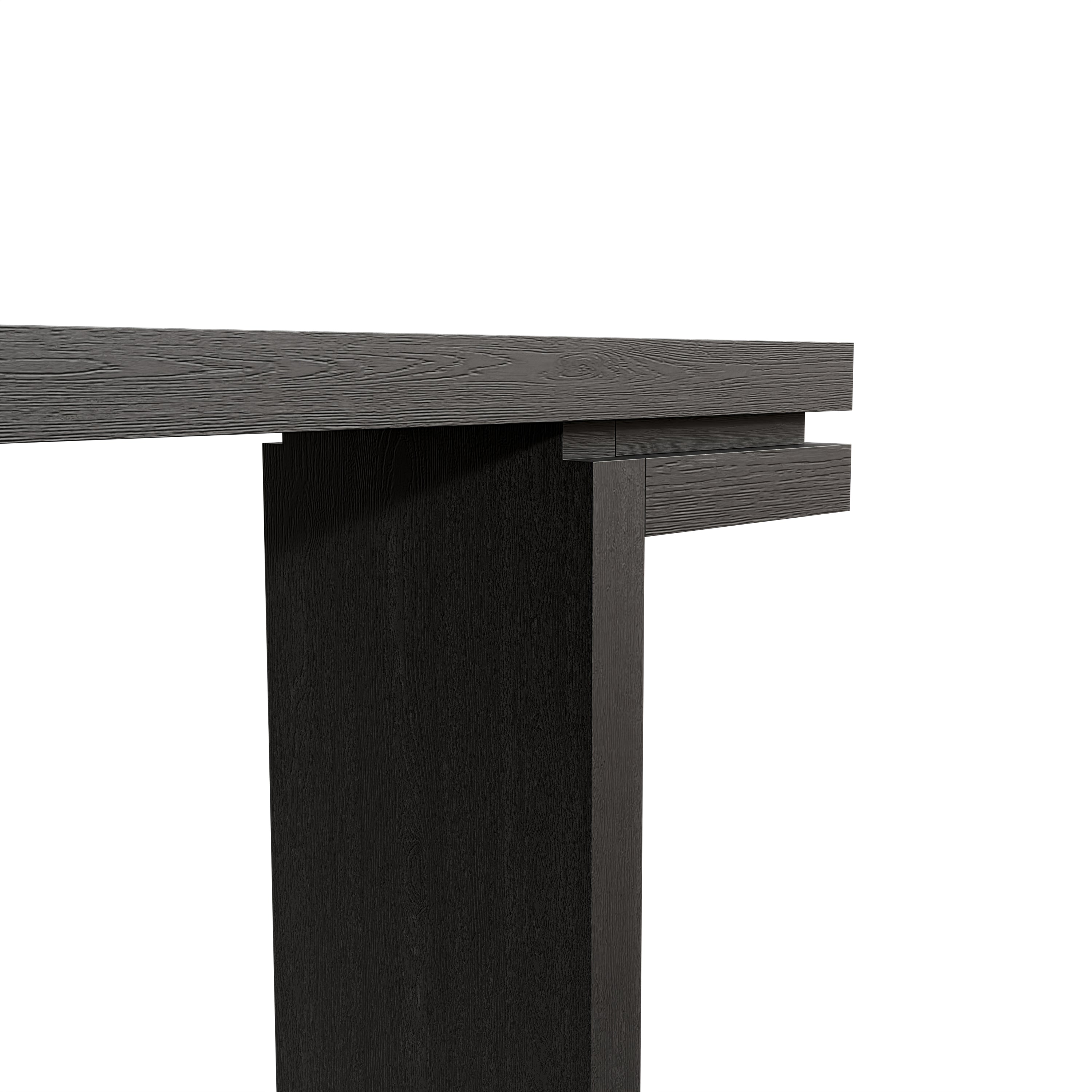 Black console table engineered wood veneer construction