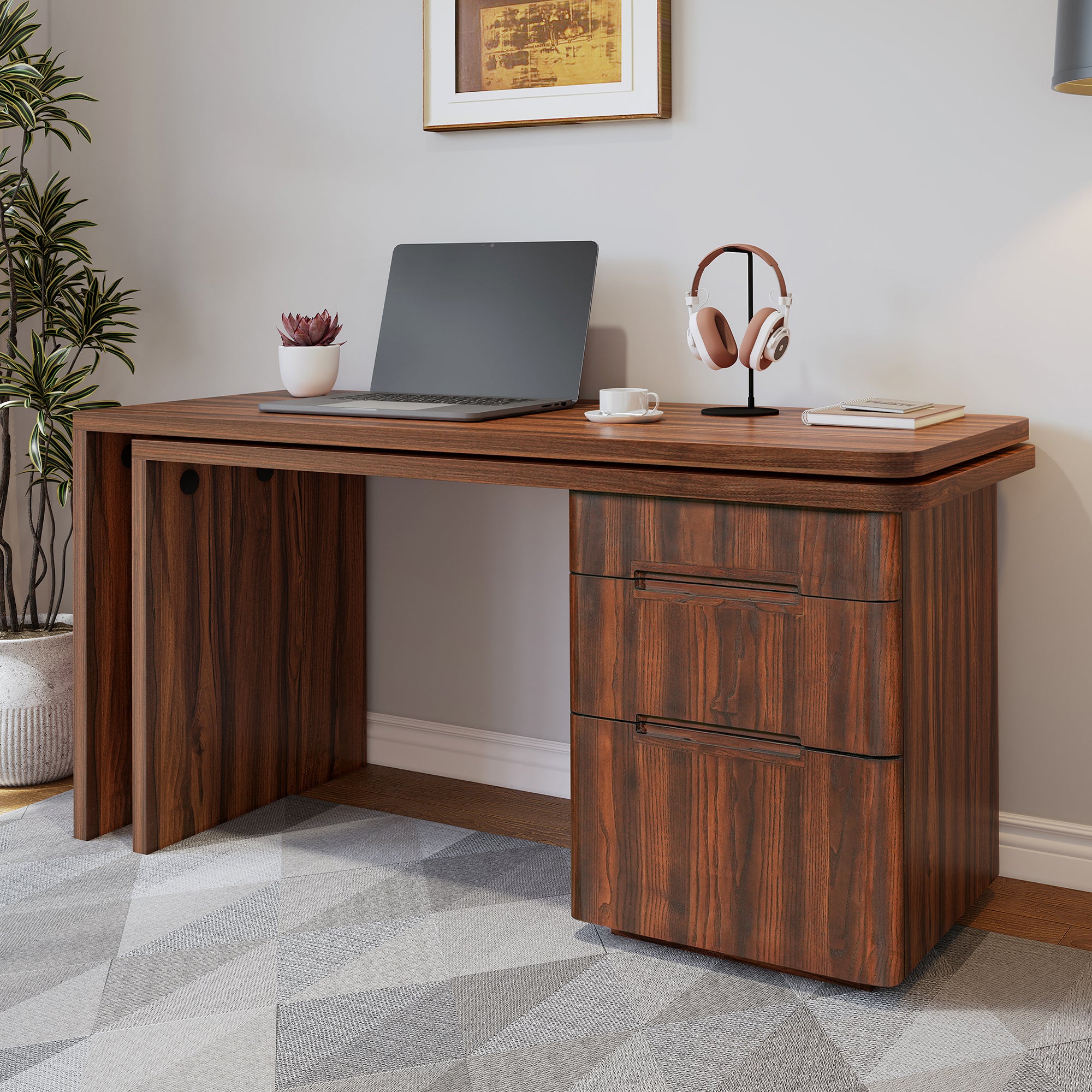 Executive corner desk rotating top mechanism detail