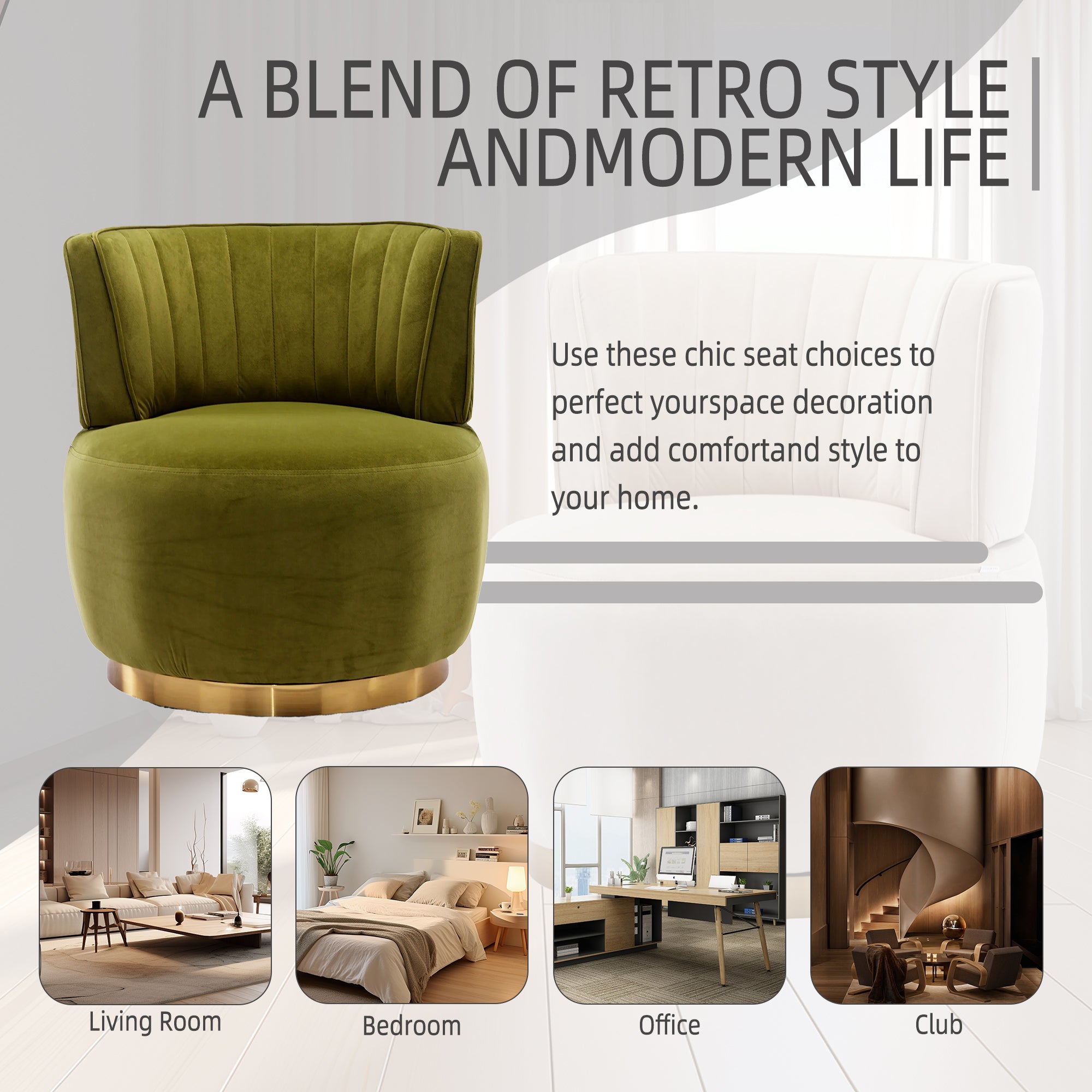 Compact round swivel chair angle view
