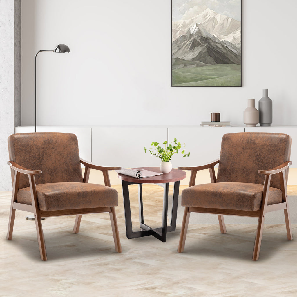 Brown wingback chair back view