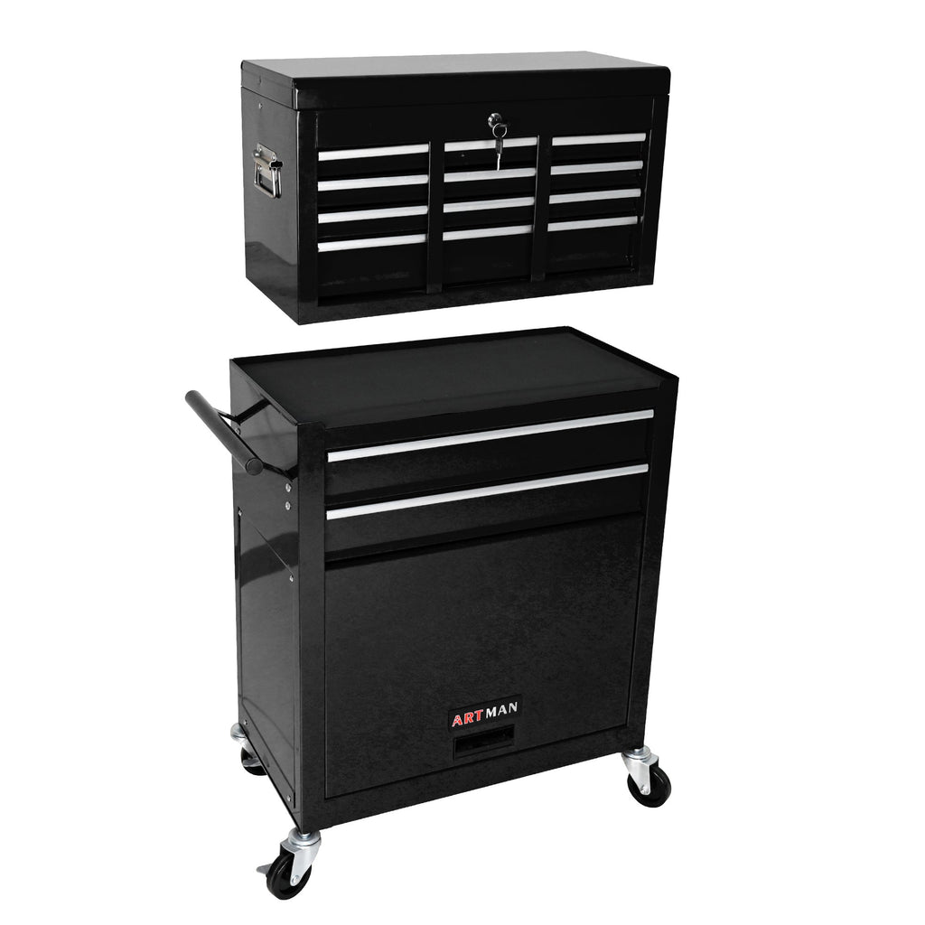 8-Drawer Rolling Tool Chest with Lock — Metal Tool Storage Cabinet