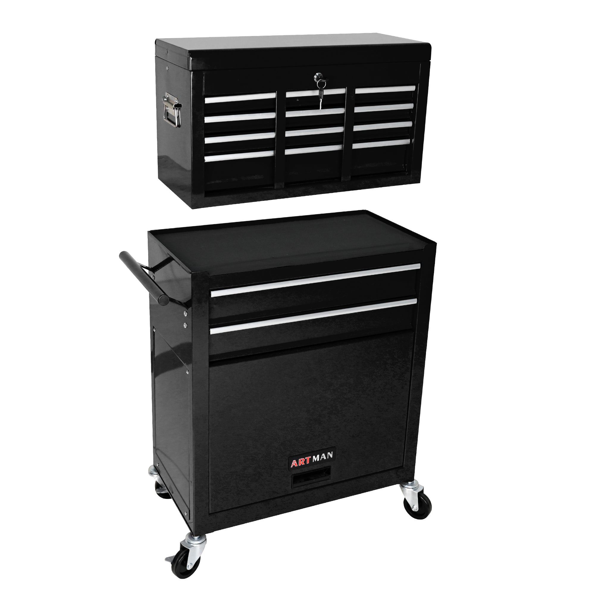 8-Drawer Rolling Tool Chest with Lock — Metal Tool Storage Cabinet